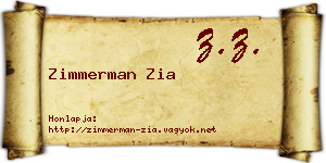 Zimmerman Zia névjegykártya